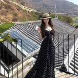 Summer Flower 2026 New Temperament Loose Thin French Wave Point Long Hollow Pressure Folded Neck Dress Woman