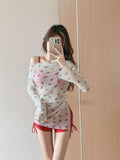 Strict 2026 Summer New Hooded Horned Split Swimsuit Women Three-Piece Thin Fashion Yang Balm Bow Bubble