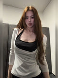 Summer Folding Hanging Neck Sling Vest T-Shirt Two Sets Of Hot Girl U Collar Micro-Sleeved T-Shirt Girl