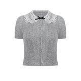 Miu Short-Sleeved Knitted Jersey Women's Spring Thin Cardigan Coat Short