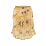 Vintage Oil Painting Flower Half-Dress Girl Spring And Summer New Design High-Waist Sexy A-Word Ass Short Skirt Printed Skirt