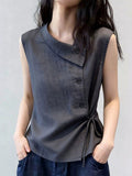 Summer New French Fashion Temperament High Sense Thin Sleeveless Shirt Niche Casual Chic Top Female Burst