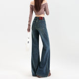 High-Rise Elastic Micro-Horn Jeans Women 2026 New Slimming Without Leg Thin Mop Horseshoe Pants