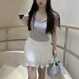 Fragmented 100-Fold Skirt Girl Feeling Wrinkled Half-Dress 11 Summer Slim Pure Skirt High Waist