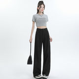 Suit Pants Women's Spring And Autumn Thin High Waist-Hanging Casual Gray Summer Narrow Version Of Drag Straight Broad Leg Sunscreen Pants