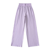 Lulu With The Same Flower Crotch Waist High-Waisted Yoga Pants Casual Loose Thin Slacks Retro Broad Leg Trousers