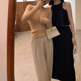 Sponge Ice Sunscreen Group Summer Just Need Thin Sky Silk Slings + Cardigans Two Sets