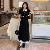 Large-Size Women's M-4XL French Doll-Collar Small Scented Dress Dress Women 2026 New Short-Sleeved Short Skirt Two-Set