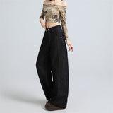 Black Gold Back Elastic Tight Retro Fashion Anti-Fading Jeans Women's Autumn New Commuting Scissors