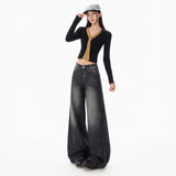 2026 Autumn Jeans Women Retro Loose Broad Leg Pants Trousers Trousers Women's Trousers