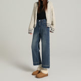Autumn And Winter New Small Bullet Straight Jeans Women High Waist With Small Eight Nine Minutes Of Smoke Tube Grandmother Pants