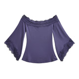White Pure Temperament Lace Long-Sleeved T-Shirt Women Seven-Point Horn Sleeve Bottom Shirt Laziness Laziness Laziness Laziness Laziness