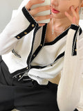 Middle Ancient Wave Lace_ Cashmere Wool 24K Gilded Four-Leaf Grass Bumpy Retro Fragrant Knitted Shirt