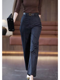 Casual Sickle Pants Women Spring And Autumn New High-Rise Thin Straight Barrel Small Design Sense Harlan Pants