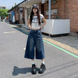 Vintage Seven-Point Jeans Women In The Summer Of 2026 High-Rise Show Thin Straight Loose Broad-Legged Trousers