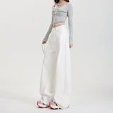 2025 Three Anti-Sky Silk Cotton Pure White Loose Broad Leg Pants Functional Jeans Simple Thin Anti-Oil Pollution