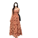 Large-Size French Floral Sling Dress Outside The Hoodie Blouse Hoodie Blouse MM Thin Dress Woman 2025 New Summer Dress