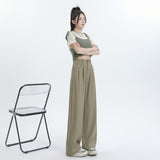 Suit Pants Women's Spring And Autumn Thin High Waist-Hanging Casual Gray Summer Narrow Version Of Drag Straight Broad Leg Sunscreen Pants