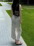 White Nine-Point Straight Suit Pants Women 2026 New Spring And Summer Show Thin High Waist Small Narrow Version Of Broad Leg Pants