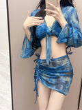 Bikini Four-Piece Swimsuit Women Split The New Conservative Long-Sleeved Meat Masking Thin Swimsuit Women Bolis 9578
