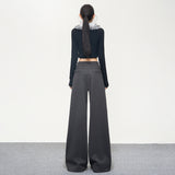 Casual Hanging With Thin Trousers Drag Loose Autumn And Winter New Side-Waist Buttons Waist Line Commuting Thin