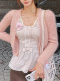 Beauty Ambitionist Super Fine Horse Sea Yarn Fifi Hand-Crocheted Knitted Cardigan V Collar Outside The Shirt Jacket