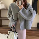 Round Collar Short Double-Sided Wool Coat Woman 2025 Winter Korean Version Of Loose Temperament Small Fragrant Hair Coat Korean