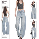2026 Spring And Summer New Loose Loose Hanging Diamond Hot Sister Scissor Jeans Blue Trousers