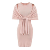 Pure Desire Sister Style High-End Temperament Suit Sleeveless Collar Vest Dress Women's Summer Shawl Dress Two Sets