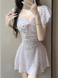 2026 New Wave Dot-Body Swimsuit Female Bow Bow To Waist Lotus Side Girl Hot Spring Seaside With Breast Cushion Swimsuit