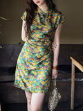Yujing Chinese Style New Chinese Dress Rain-Lump Improved Cheongsam Short Long Dress