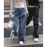 Korean Version Of Chic Street Style Retro To Make Old Adjustable High-Waisted Loose Casual Jeans Trousers