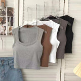 301# Summer New With Chest Cushion Square Collar Wide Shoulder Vest Women Wear Sexy Inside Hottie Breast