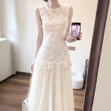 2026 Summer French Important Occasion Beautiful Dress Light People Gentle Know Wearing Light Apricot Lace Temperament Dress