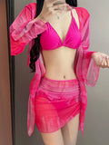 Bikini Four-Piece Bikini Swimsuit Women Split 2026 New Conservative Long-Sleeved Meat Cover Thin Swimsuit Women