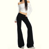 Autumn New Female Black Low-Rise Babes Low-Rise Modified Leg Type Thin Water Wash Small Trumpet Cowboy