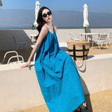 2026 Thai Tourist Beach Dress Women's Seaside Vacation Wearing Sanya White Folded Slings Loose Dress