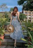 2025 New Pink Romantic Floral Dress Summer Slim Short Dress Small Sling Dress