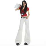 25Th Ootd! Hot Girl White Low-Waisted Micro-Tight Jeans Women's Spring And Summer New Elastic Straight Horn Trousers