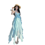 Mint Midsummer Cool Sling Dress Women's Holiday Style Temperament Dress Hanging Neck Lotle Side Mint Green Sling Skirt