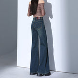 Vintage High-Rise Elastic Horn Jeans Women 2026 New Slimming Without Leg Thin Mop Trousers