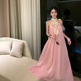 2025 High-End Exquisite Dress Light Luxury High-End Sense Of The New Chinese Style Embroidery Temperament Pink Fairy Dress