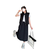 Summer New Large-Size Leisure Light And Breathable Vest Body Masked Skirt Temperament Commuting Two Sets