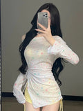 Seaside Vacation Senior Sense Of The Swimsuit Women's Long Sleeve Sunscreen Three-Piece Swimsuit Shirt Sexy Pure Swimsuit