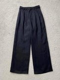 CHAO Fire Recommended! Old Money Wind Relaxation ~ Black Linen Broad Leg Pants Women Draw Rope Strap Casual Drag Trousers