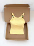 948# Summer New Sweet Lake Beaded Shoulder Strap Design Sling Vest Body-Integrated With Chest Cushions