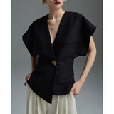 French Cool Chute Hyssium High-End Shirt Women's 2025 Summer New Asymmetrical Suit Vest Top