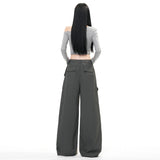 Yaxian Hottie | Trendy Design Empathic Broad Leg Pants Women's Lean Pockets Thin Leisure Trousers Length Eichun