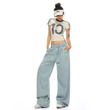 Summer New Lyselle Tiansi Millennium Hottie Candy Color Loose Broad-Legged Slacks Cyanide