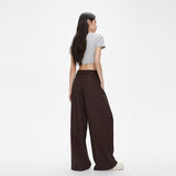 2026 Autumn Languid Wind Wide Leg Pants Women Loose Fall Feeling Folding Casual Straight Trousers Women